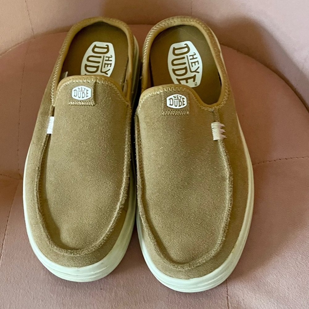 ** PRICE DROP** Hey Dude Tan Mules like new!